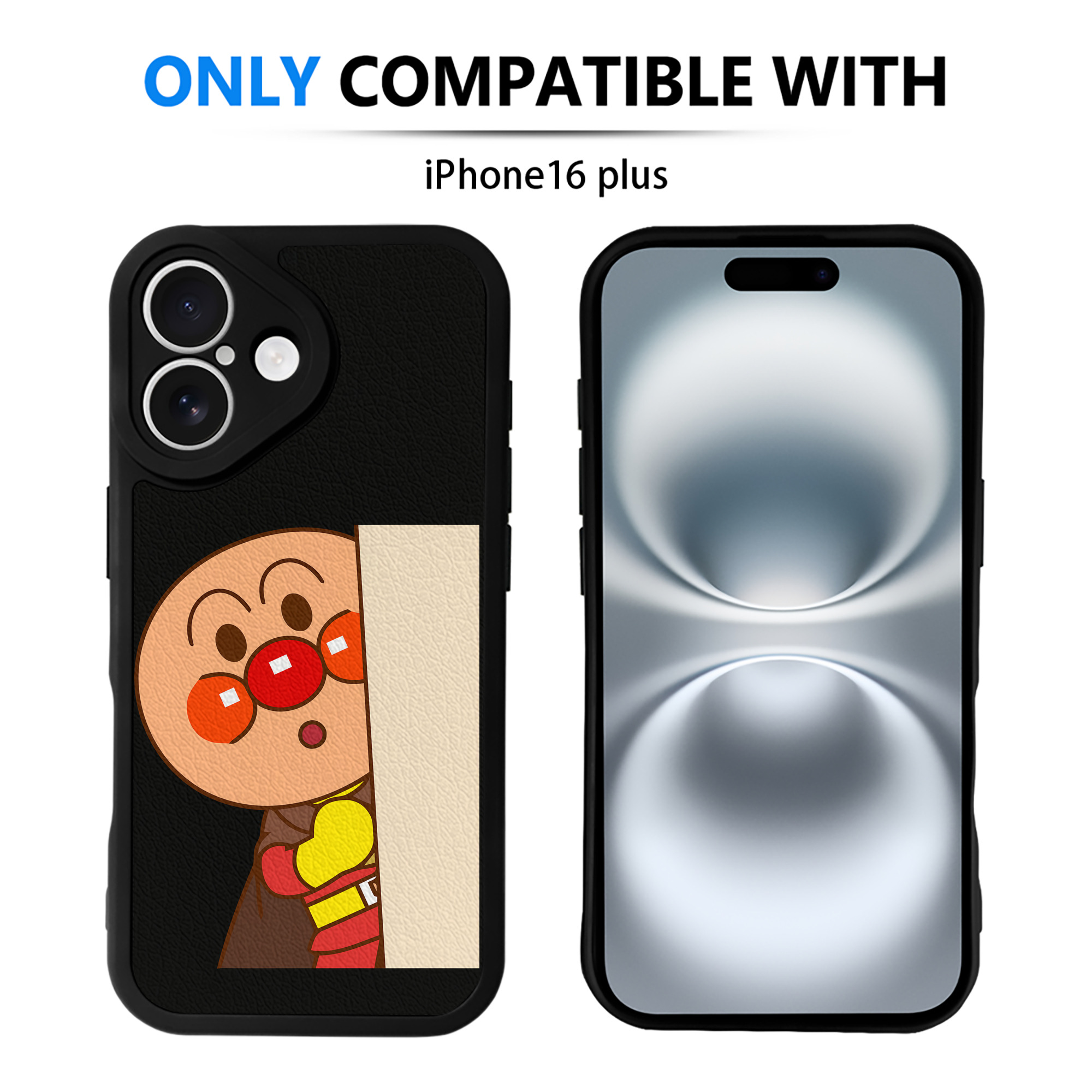 （画像用） アンパンマン Anpanman 【iPhone 16シリーズ対応】シリコンスマホケース（レザー調） 材質：シリコン